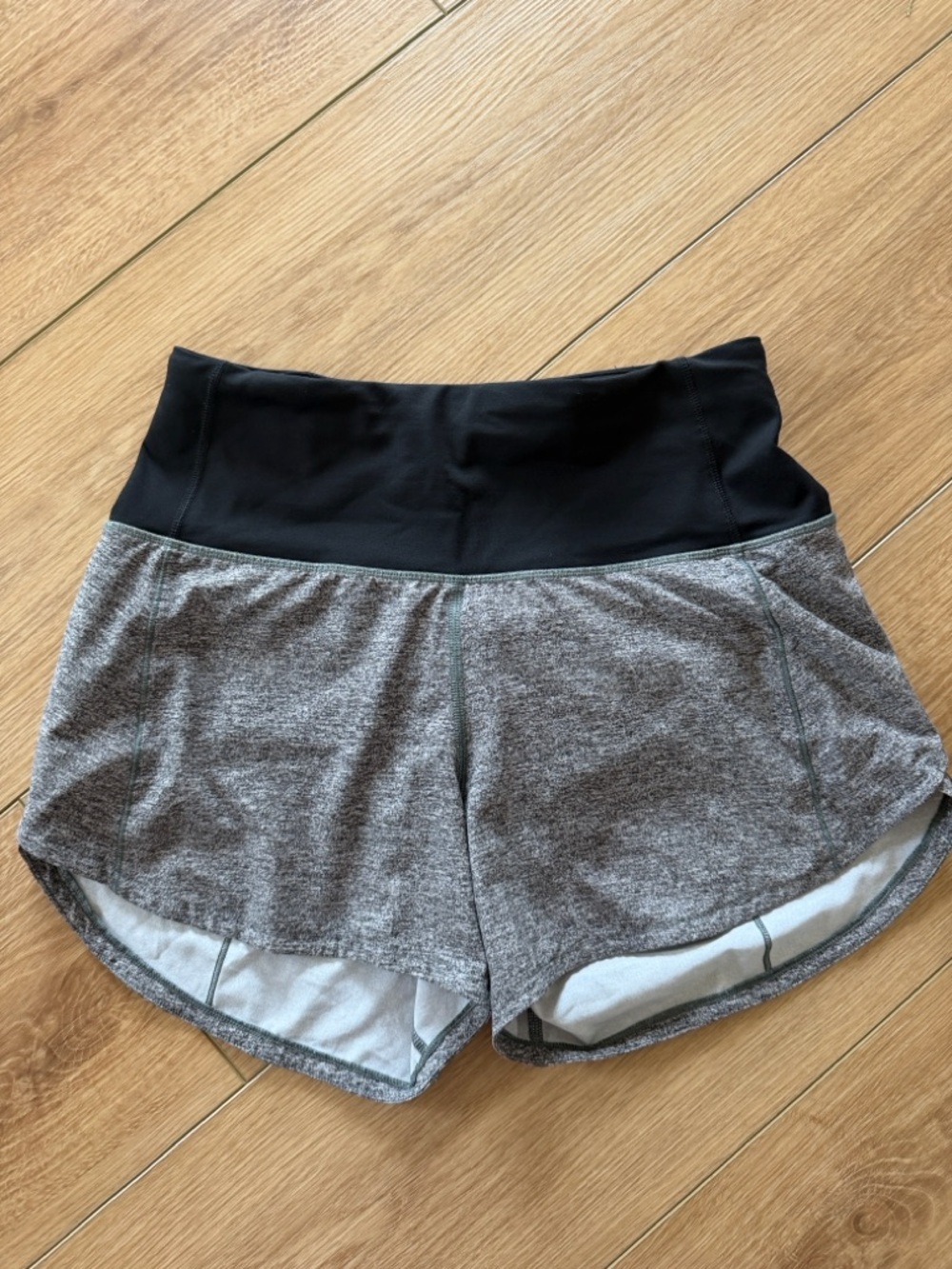 lululemon athletica Black High Waist Gray Heather Athletic Shorts - Speed Up